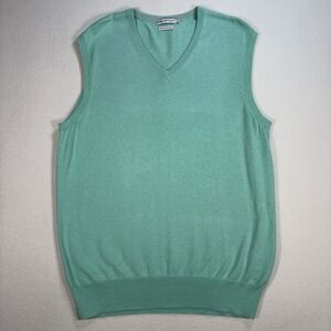 Peter Millar Cotton-Cashmere‎ Knit Vest Men's L Mint Green V-Neck Golf Preppy